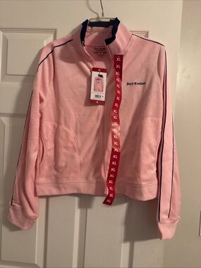 Juicy Couture Light Pink Teddy Jacket with Navy Trim